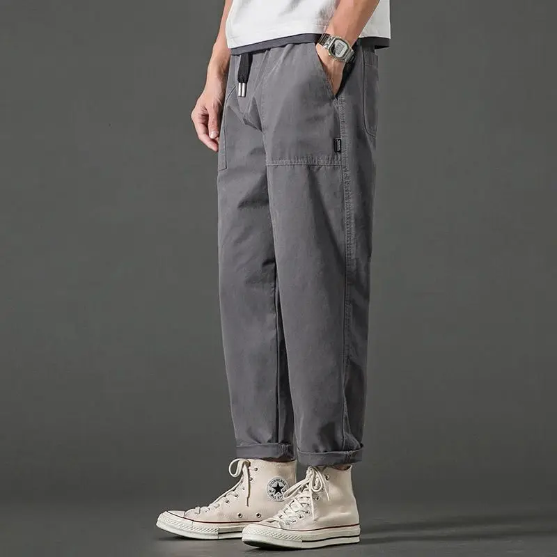 Winter KPOP Fashion Style Harajuku Slim Fit Trousers Loose All Match Plush Casual Pants Pockets Straight Cylinder Cropped Pants