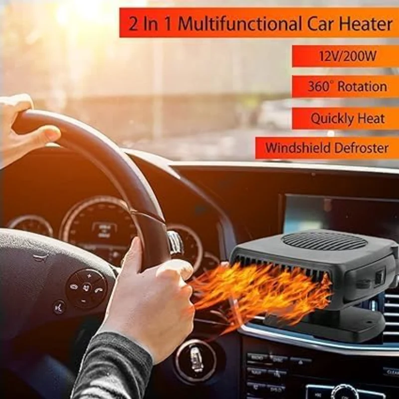 12V 24V 2 in 1 Car Heater Cooling Fan Portable Windshield Defroster Anti-Fog Fast Heating Winter Auto Truck Interior Accessories