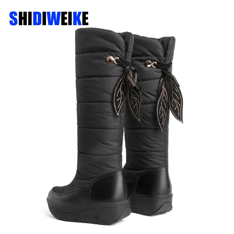 

SDWK/женские водонепроницаемые зимние сапоги на 4,5 см Нескользящие зимние теплая хлопковая пуховая обувь до середины голени женские непромокаемые сапоги AD4546