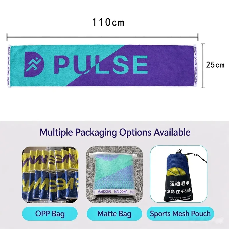 Portable Jacquard Workout Towel Pure Cotton Super Absorbent Sweat Towel for Marathon, Fitness, Training & Daily Sports Use