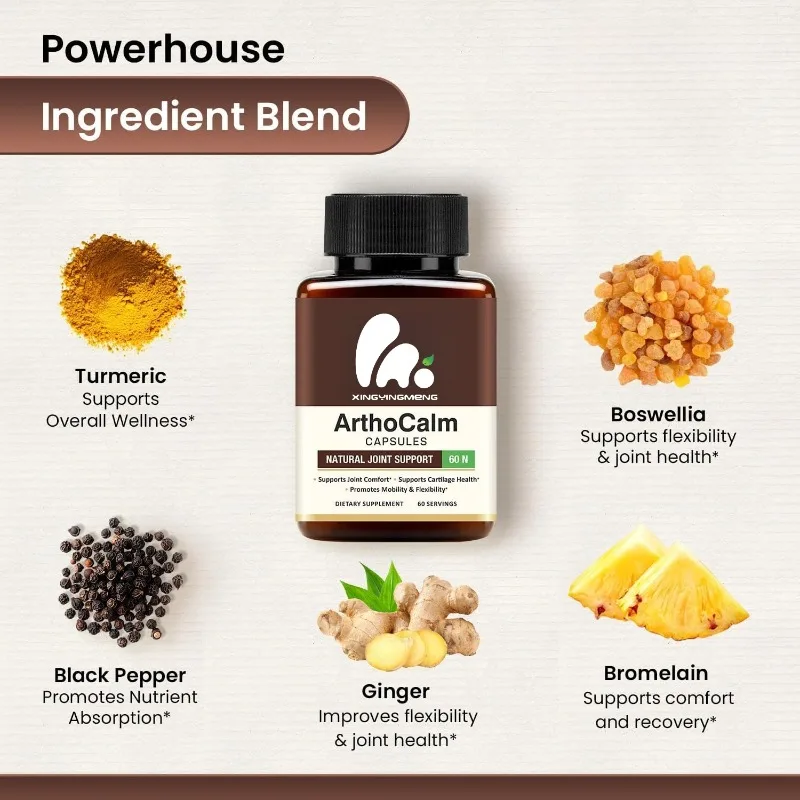 Frankincense And Bromelain Ayurveda Mixed With Turmeric, Black Pepper, And Ginger Capsules For Joint Support, 60 Capsules