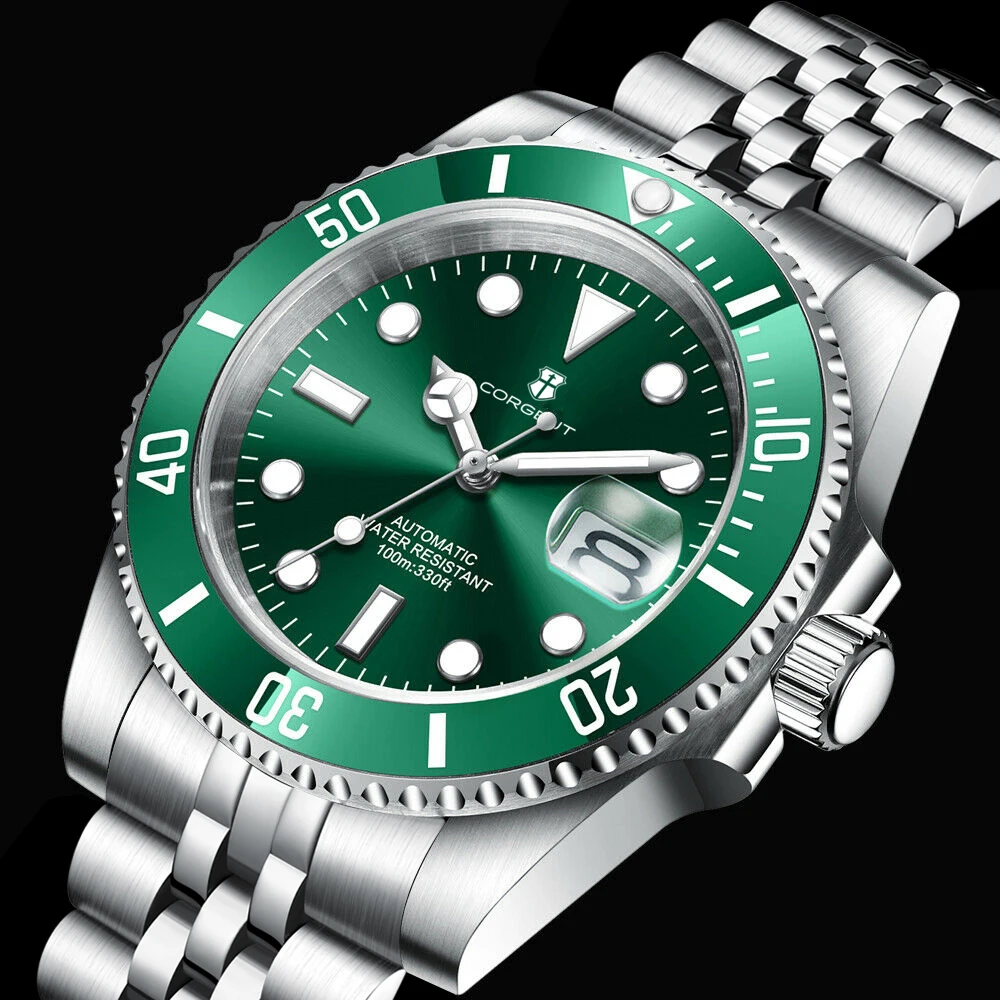 

Luxury Corgeut 40MM Diver Men Watch NH35 Automatic WristWatches 10Bar Luminous Sapphire Ceramic bezel dress Watches Men Reloj