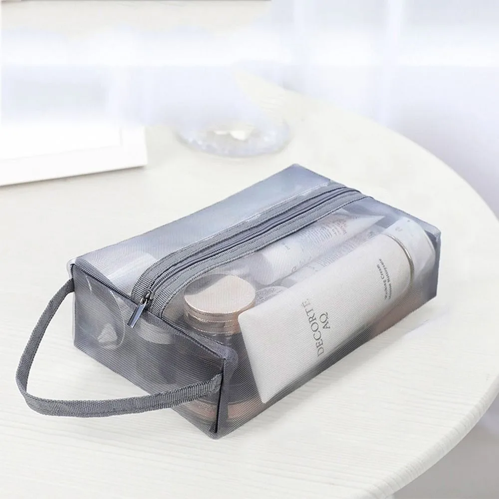 

Travel Wash Bag Transparent Mesh Toiletry Bag Women Cosmetic Bag Korean Storage Bag Skin Care Storage Bag Zipper Makeup Bag