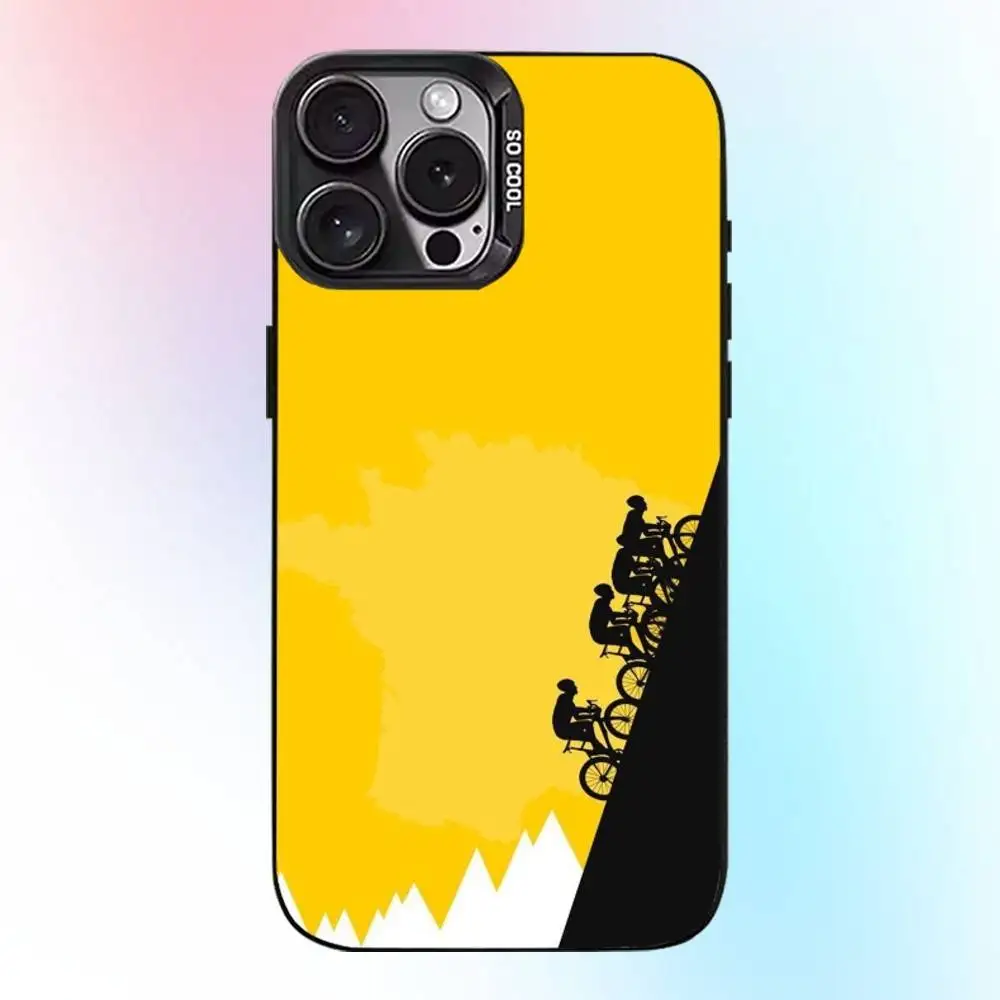 Tour de frança bicicleta exercício caso de telefone para iphone17,16,15,14,13,12,11 plus, pro max preto doce fosco capa à prova de choque
