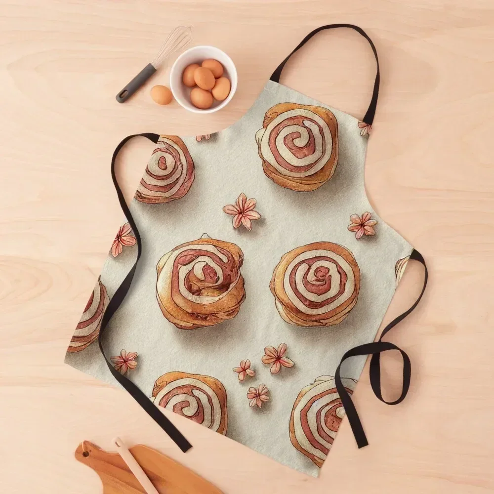

Watercolor cinnamon bun pattern Apron Kitchen Household Items kitchen girl kitchen item carpenter Apron