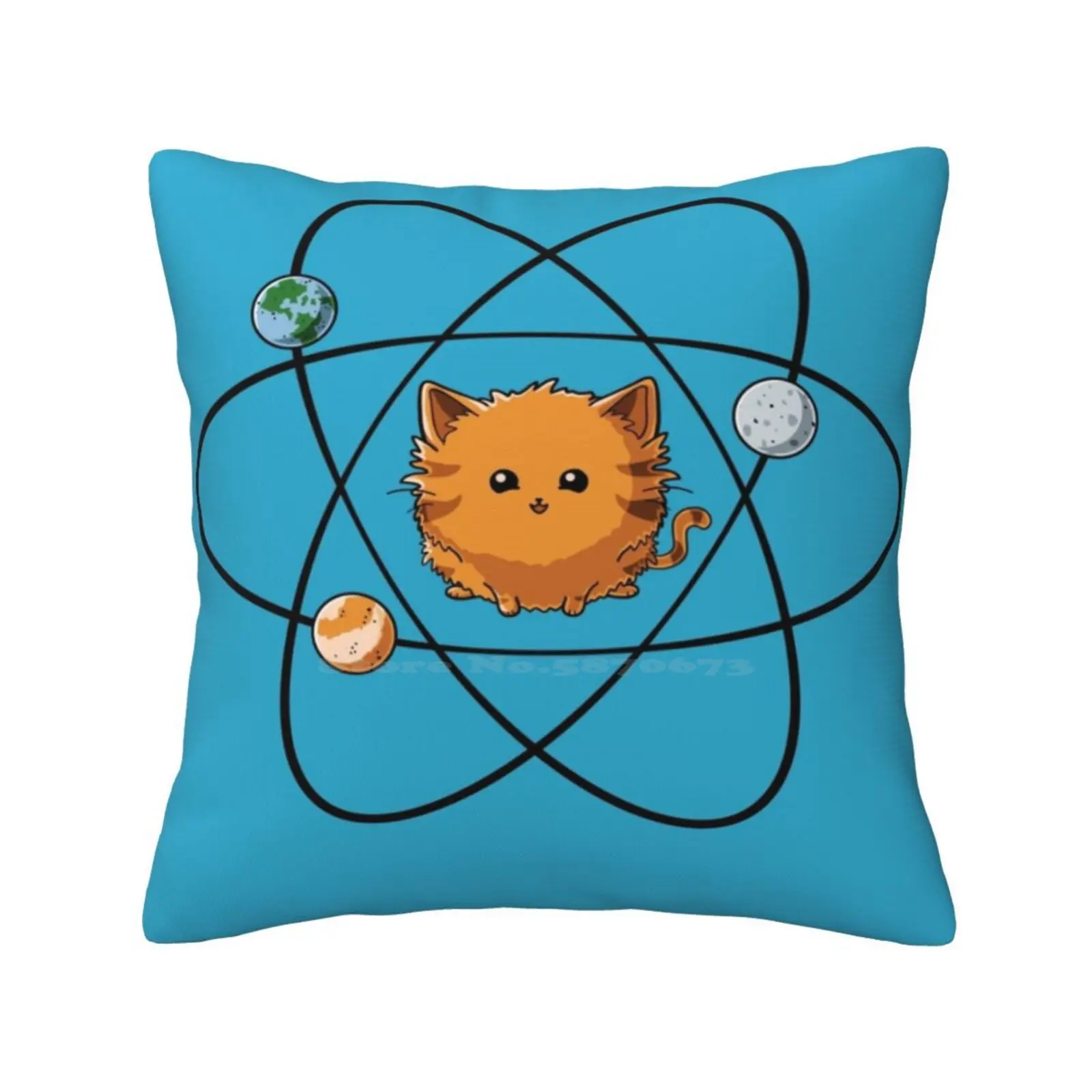 Catom Pillowslip Pillowcase Science Cats Cute Funny Universe Planet Animal Stephanie Jayne Whitcomb Humor Geek Nerd Atom