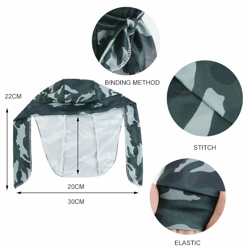 Piraten-Bandana, Radfahren, Do-Rag, Unisex, atmungsaktiv, schnell trocknend, Durag-Kappe, Angeln, Motorrad, Kopftuch, Sonnenschutz, Camo-Kopftuch – Detail 3