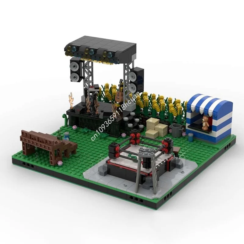 1040pcs MOC Achtertuin Muziekfestival Gemodulair Model Bouwstenen Bouw Kerstcadeaus DIY Speelgoed Idee Onderwijs Kinderen
