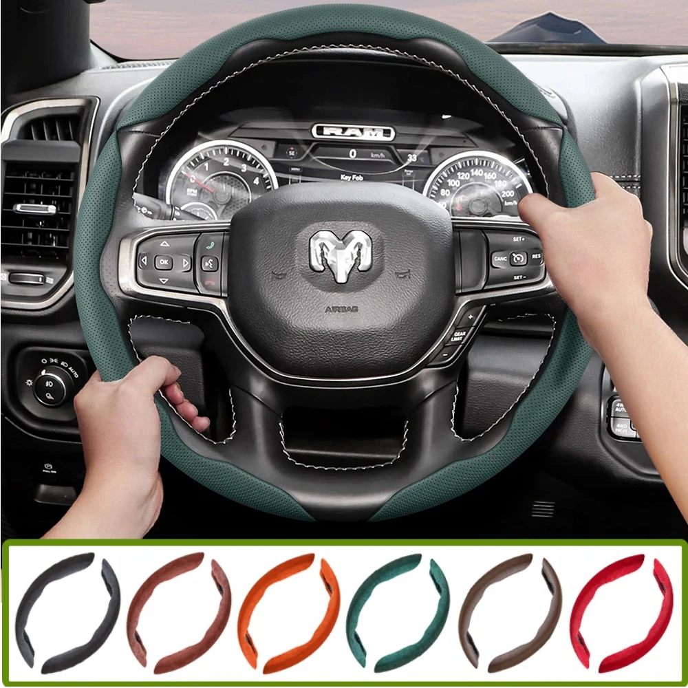 Suitable for Dodge Breathable Hole Leather Steering Wheel Cover Segmented Quick Release Design Non-Slip and Durable
