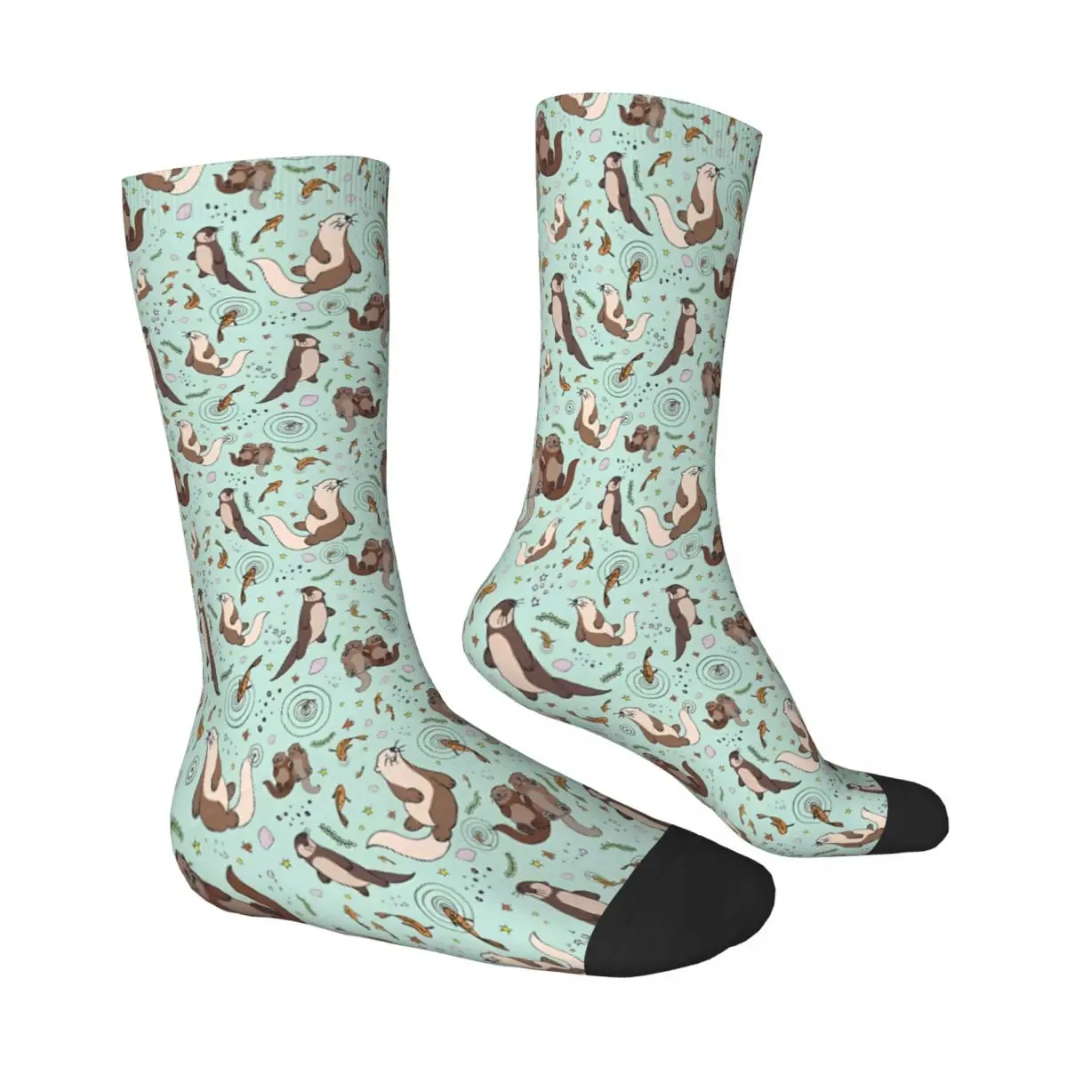 Calcetines con estampado de nutrias marinas para hombre y mujer, medias de verano, color verde claro