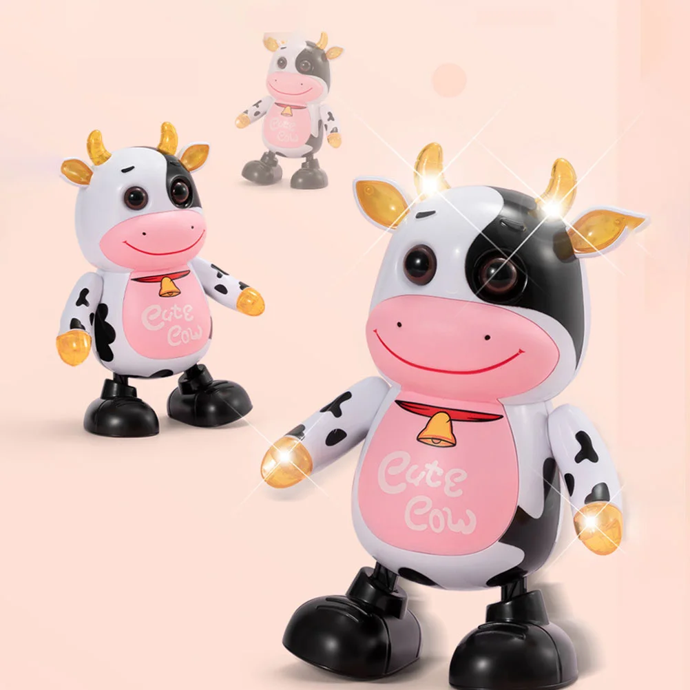 Juguetes para niños pequeños, juguete eléctrico de vaca para niños, adorno de dibujos animados oscilante, baile musical