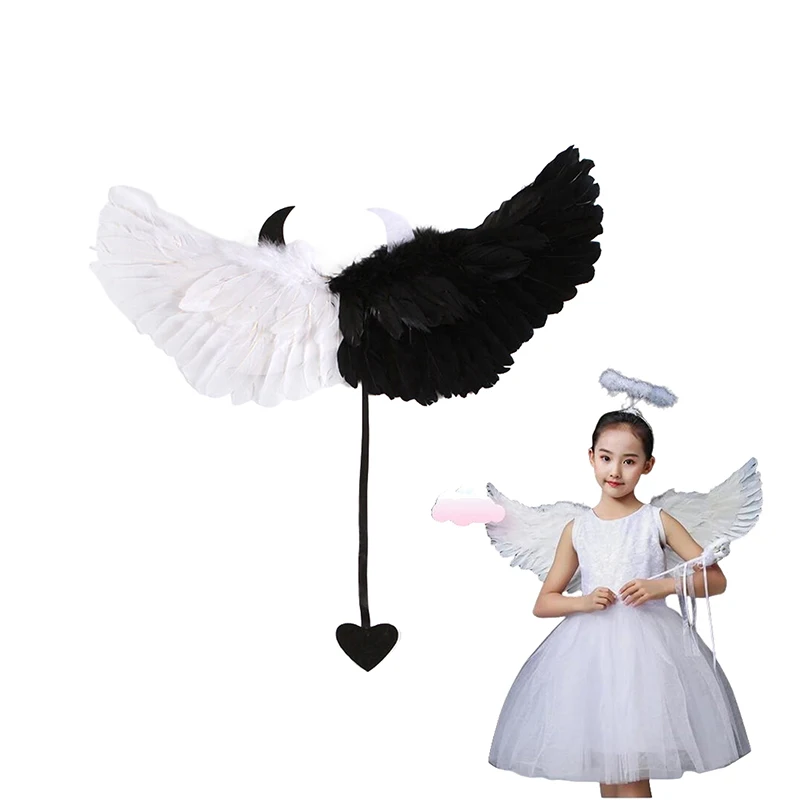 1PC Scene Layout Party Christmas Decor Angel Feather Wings Holiday Party Props Kids Women Girls Catwalk Performance Show