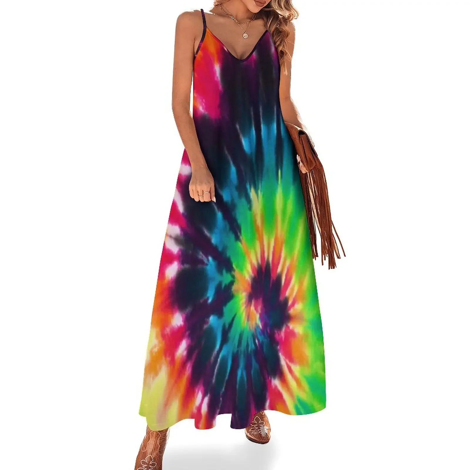 

Swirl and Colorful Rainbow Tie Dye Sleeveless Dress women dresses dresses for prom Women's summer skirt