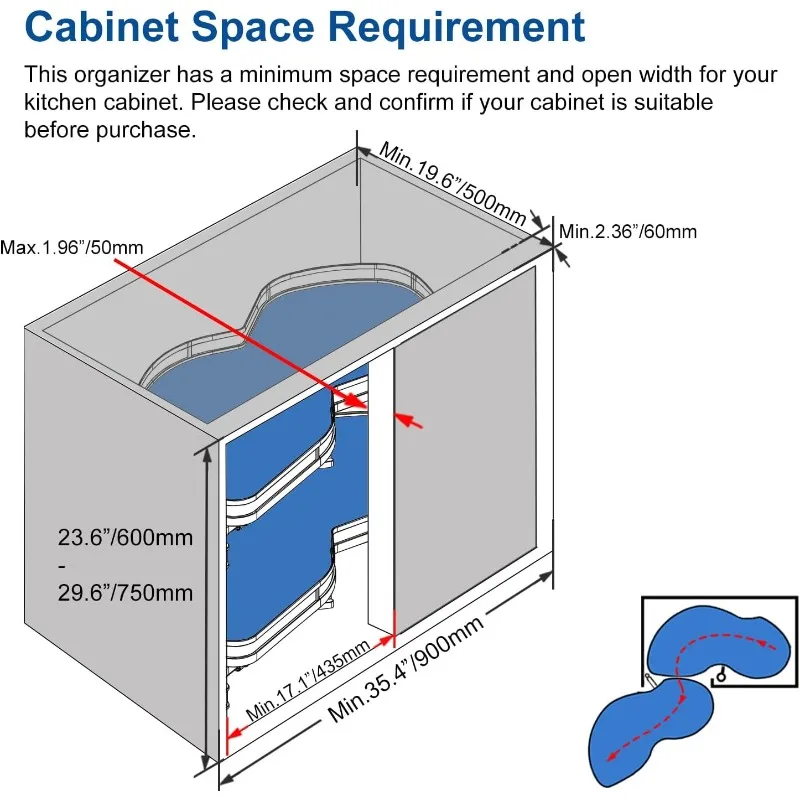 Left Swing Pull Out Organizer for 36