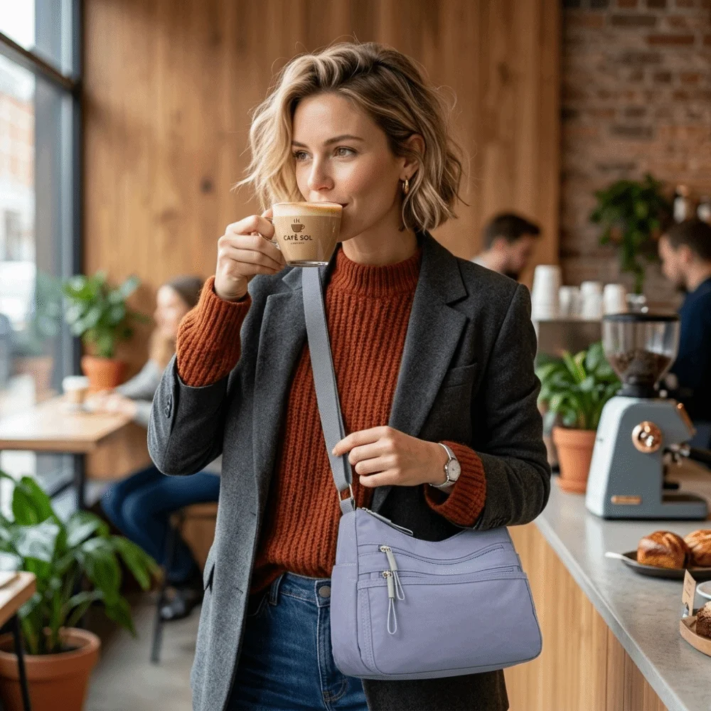 New Square Shape Crossbody Bag Nylon Zipper Closure Middle-aged Mother's Bag Large Capacity Multi-layer Handbag Daily Use
