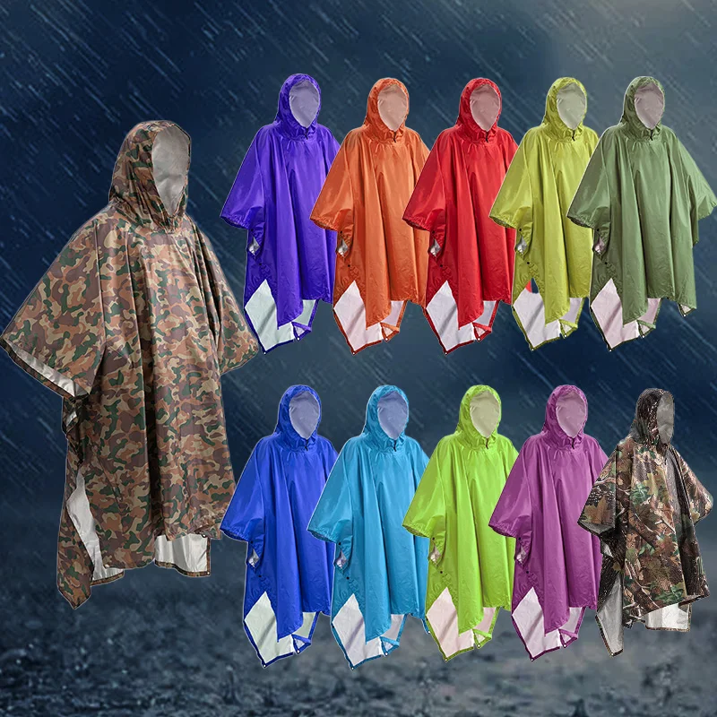 

Portable Multifunctional 3 In 1 Rain Coat Hiking Camping Raincoat Poncho Mat Awning Durable Outdoor Activity Rain Gear Supplie