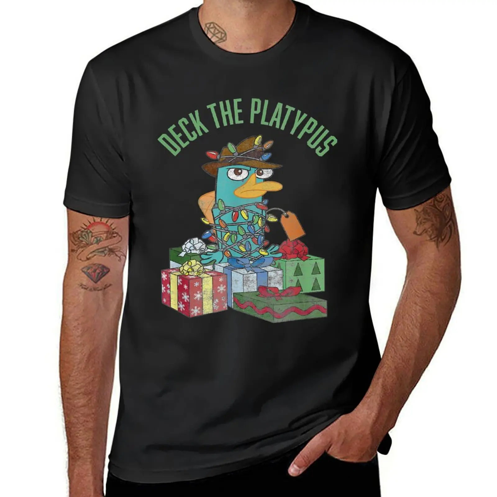 Christmas Perry Deck The Platypus T-Shirt graphics summer tops quick-drying heavy weight t shirts for men