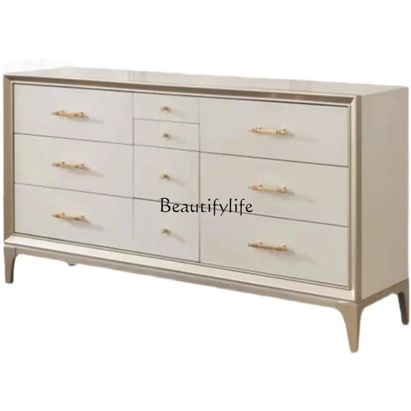 

Light luxury solid wood bedroom multi-bucket locker American simple small apartment entrance cabinet