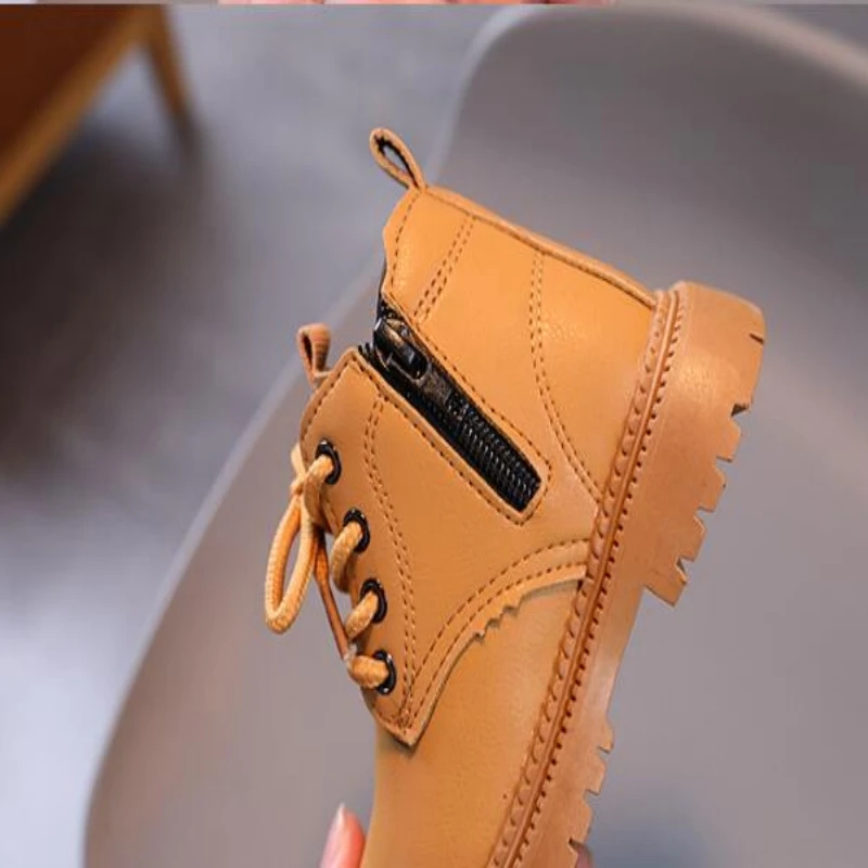 2024 Autumn Winter Kids Fashion Baby Girls Leather Girls Boots Comfortable Breathable Princess Soft Soled Boys Boots 1-3 Years