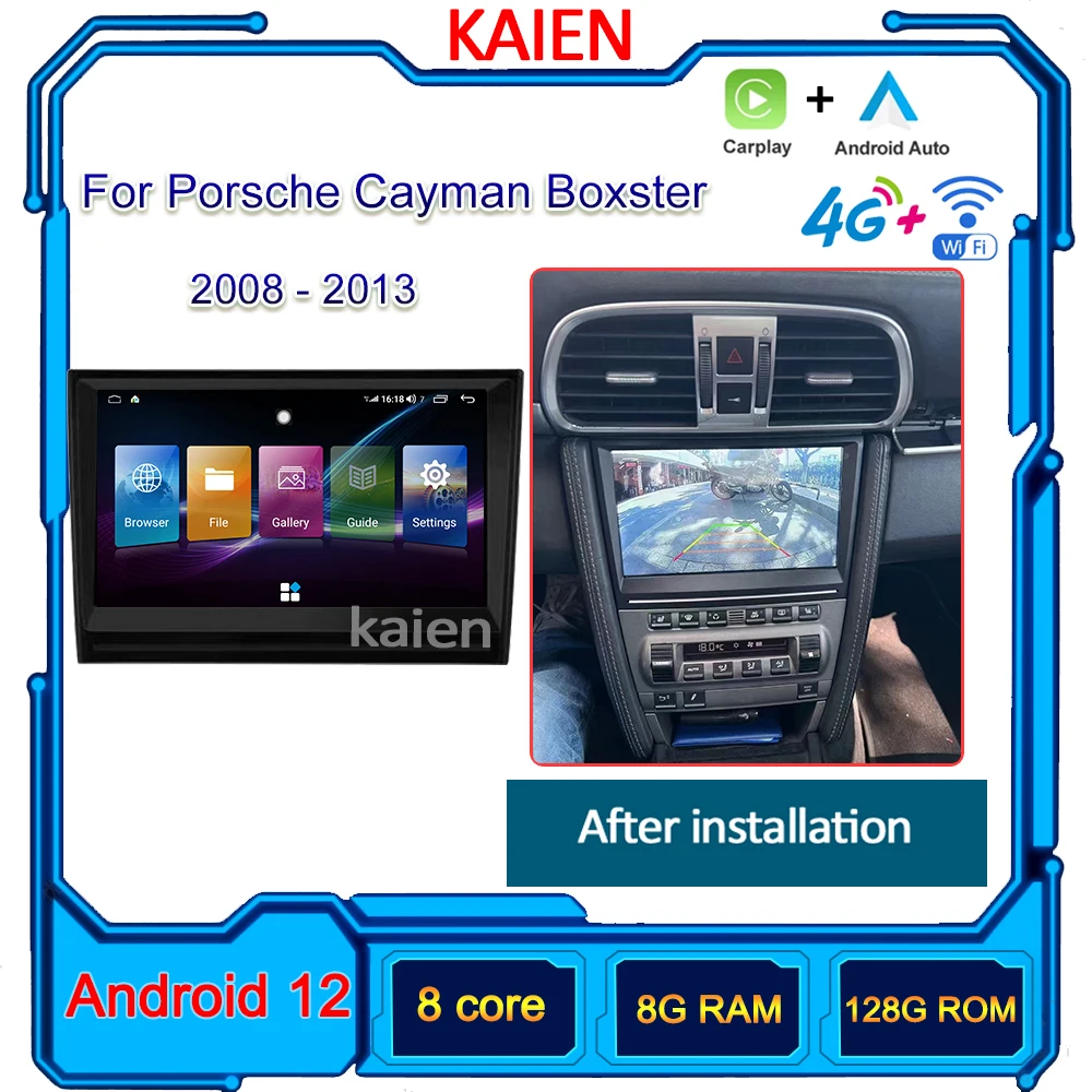 

KAIEN For Porsche Cayman Boxster 2008-2013 Android 12 Auto Navigation GPS Stereo Player Car Radio DVD Multimedia Autoradio 4G