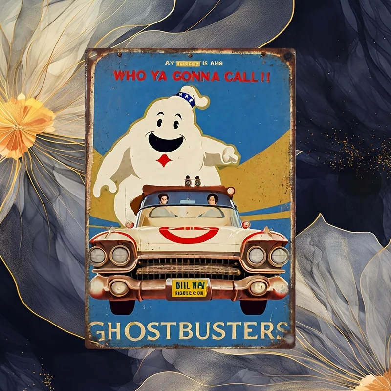Vintage Ghostbusters Metal Tin Sign - Retro Wall Decor with Iconic Movie Artwork, , for Home, Coffee Shop, or Garage, Garage Art