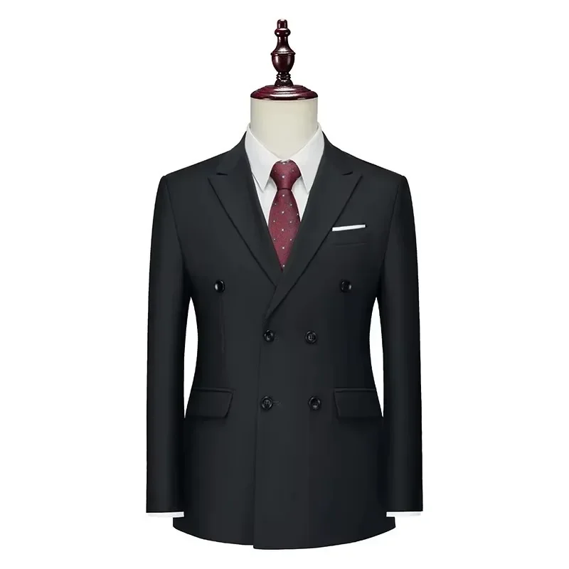 Men Double Breasted Buttons Suits Blazer Smart Causal Male Clothing Peak Lapel Elegant Latest Design Prom Casualfor
