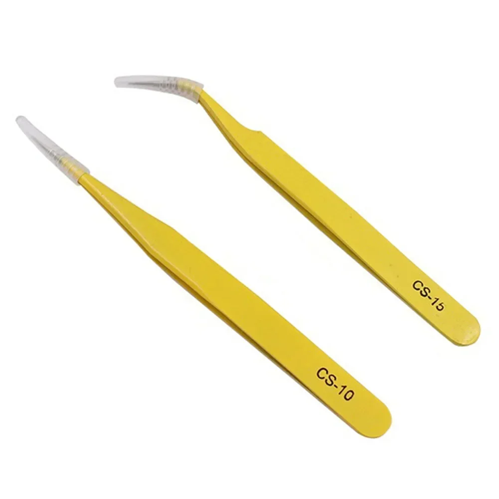 2pcs Precision Tweezers Set Stainless Steel Anti-Static Tweezers Electronic Phone Repair Tool Soldering Craft Hand Tool