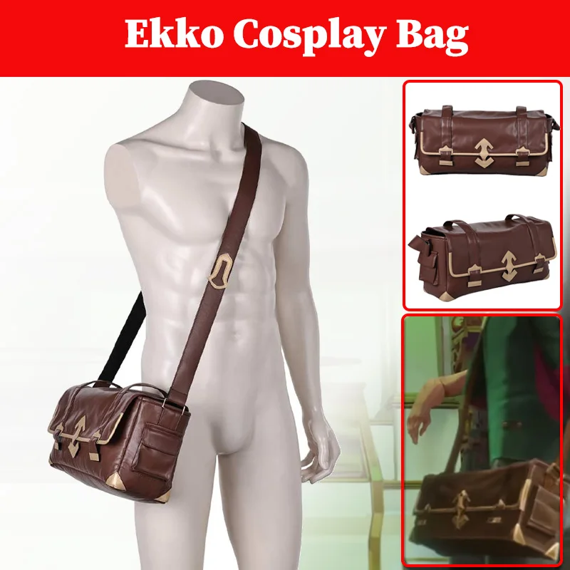 Ekko Arcane Cosplay Bag Costume Accessories Game LOL Arcane Season 2 Crossbody Bag Backpack Shoulder Bag Leather Messenger Bags