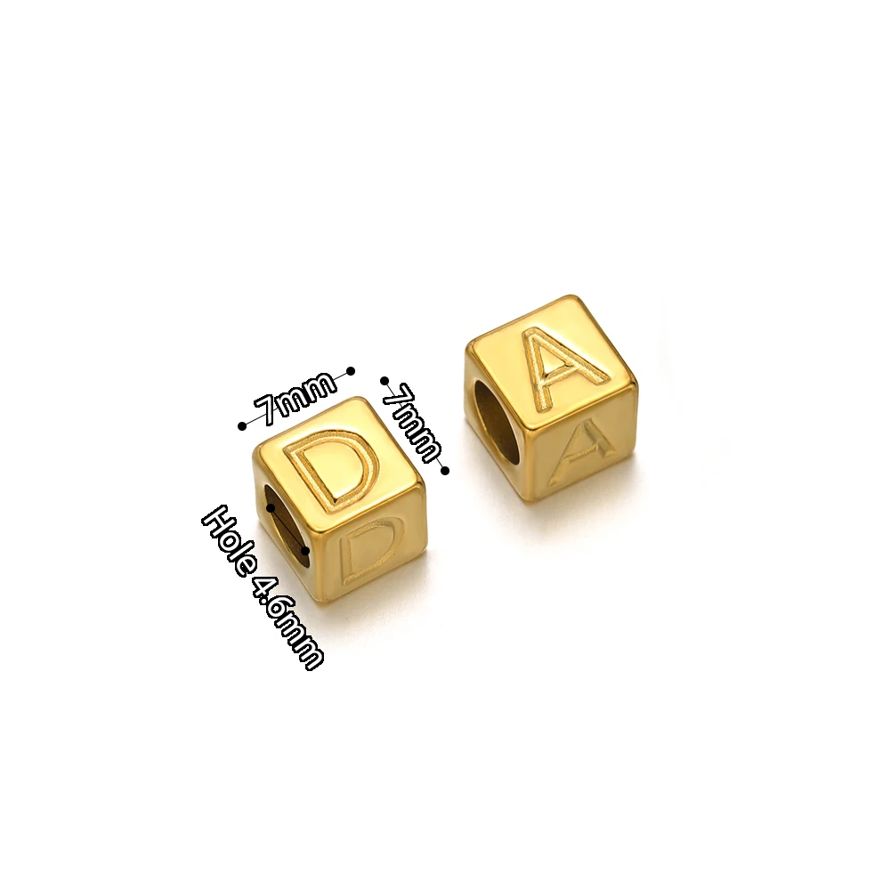 10 Stück Edelstahl Quadratische Würfelperlen Buchstaben Alphabet Lose Abstandsperlen DIY Halsketten Anhänger Schmuck Armband Herstellung – Detail 3