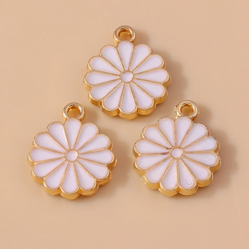 20 Stück gemischte niedliche weiße Emaille-Blumenanhänger für die Schmuckherstellung, DIY-Ohrringe, Halsketten, Armbänder, Zubehör – Detail 15