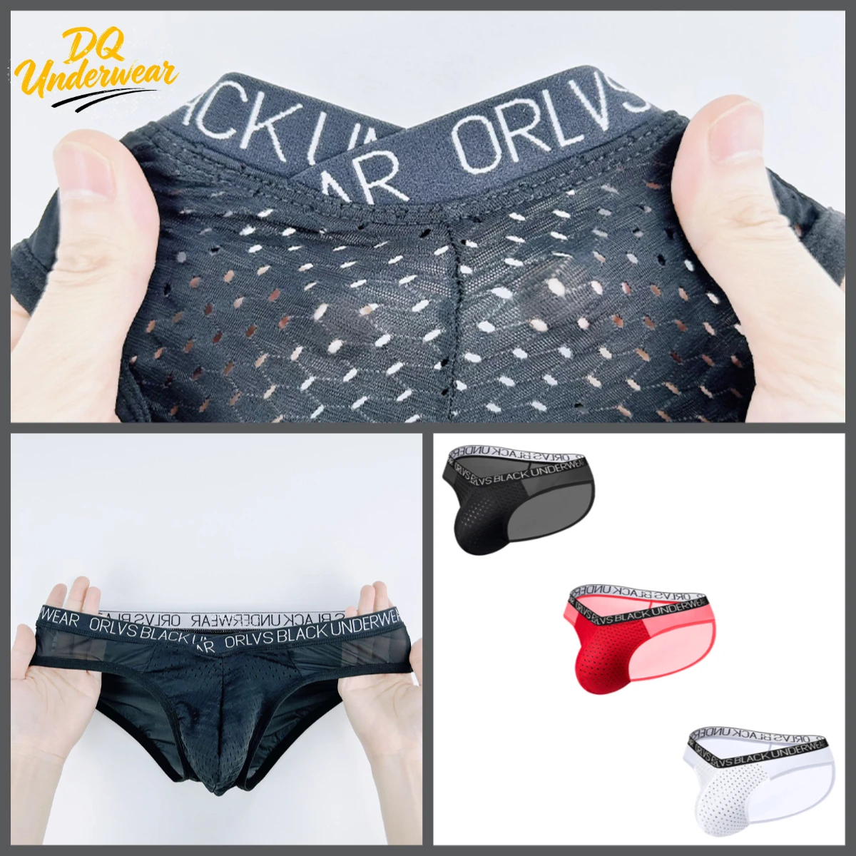 1PCS Fashion Honeycomb Hollow Mesh Male Briefs Brand Printed Elastic Waist Lightweight Bikini Underpants OR6277