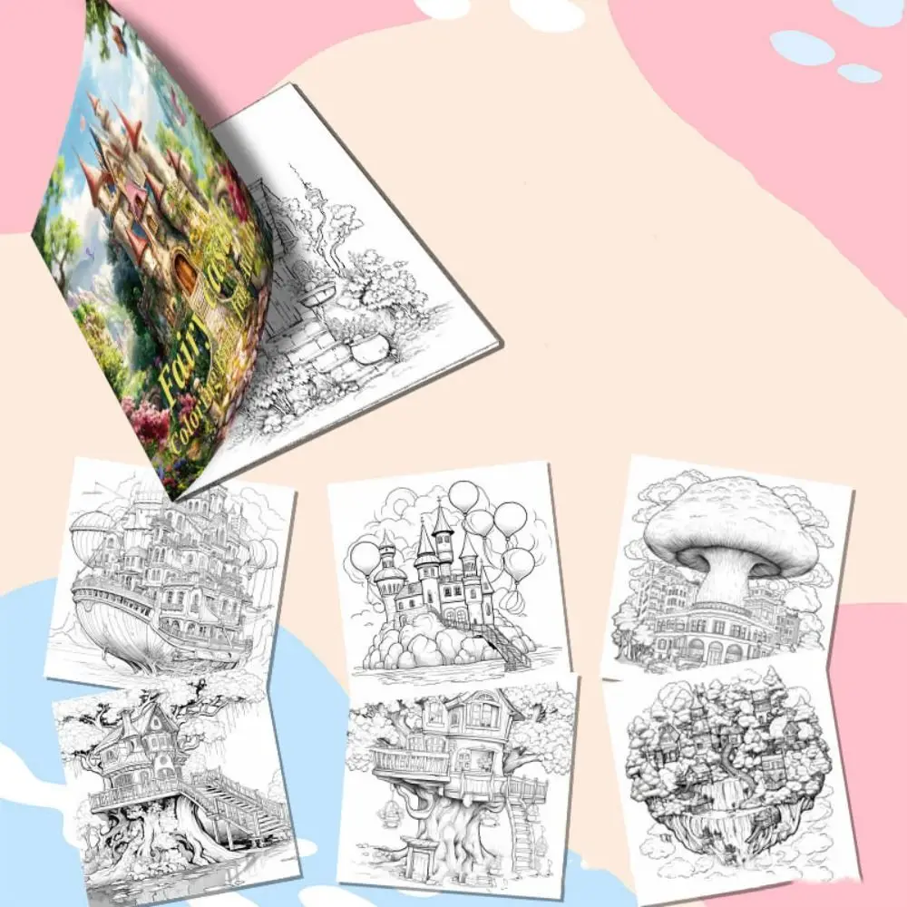 20 sheets Paper Coloring Book Graffiti Van Gogh style Doodles Book butterfly Castle Montessori Drawing Office & School Supplies