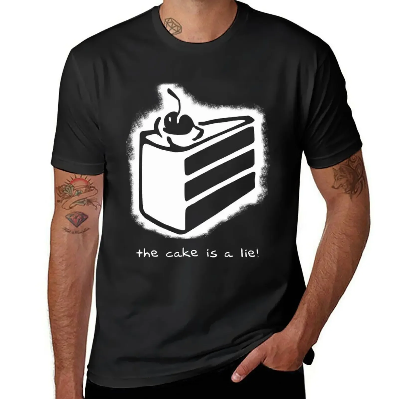 the cake is a lie! T-Shirt oversized t shirt quick drying kawaii clothes Men's cotton t-shirt