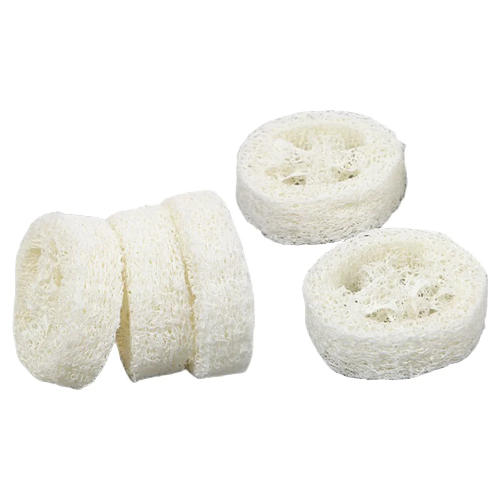 5 Pcs Bath Wipe Brush Multi-functional Soap Holder Sponges Natural Practical Storage Loofah Pad Base Stand