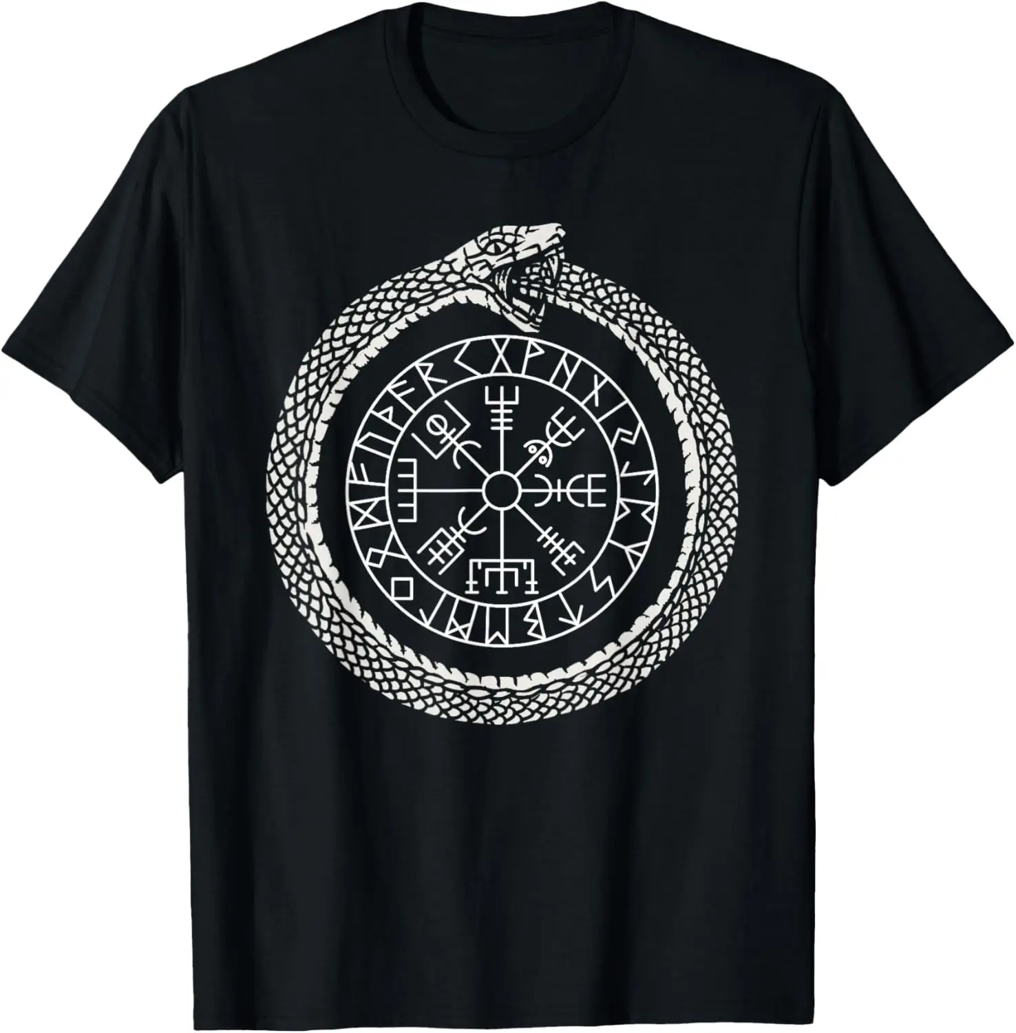 Mystic Ouroboros - Ancient Viking Symbol Vegvisir - Norse T-Shirt