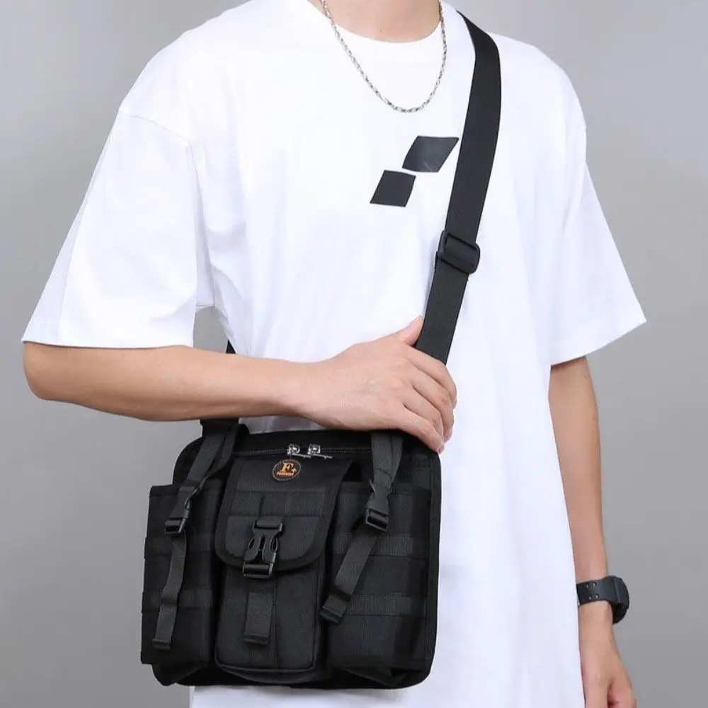 

Multifunctional Men's Shoulder Bag Multi Pockets Large Capacity Oxford Crossbody Bags Zippered Casual Outdoor Chest Bag Sports