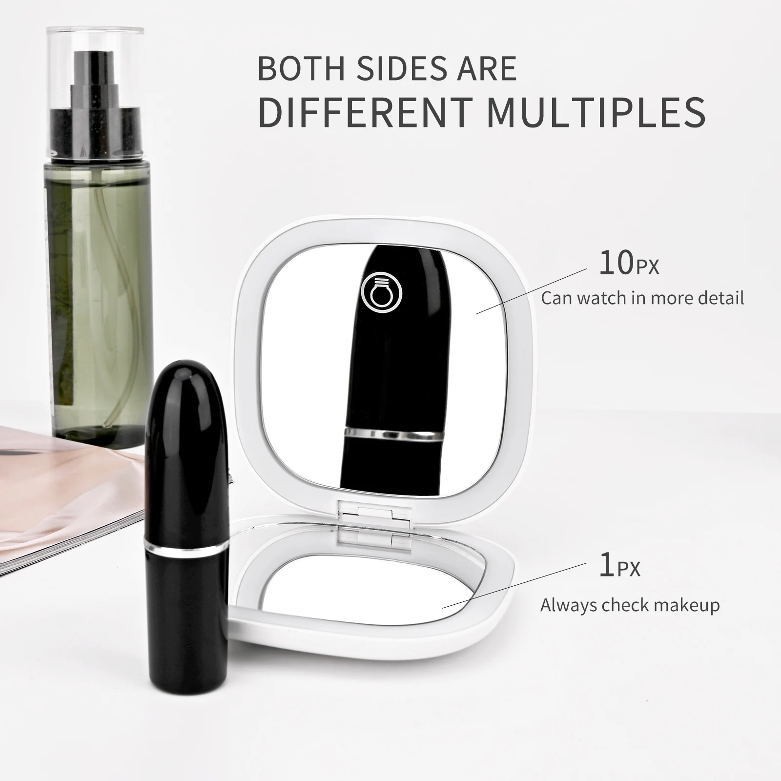 Mini make-upspiegel Led compacte zak Draagbare opvouwbare cosmetische make-upspiegel met licht Vergrotende make-upspiegel LESEN