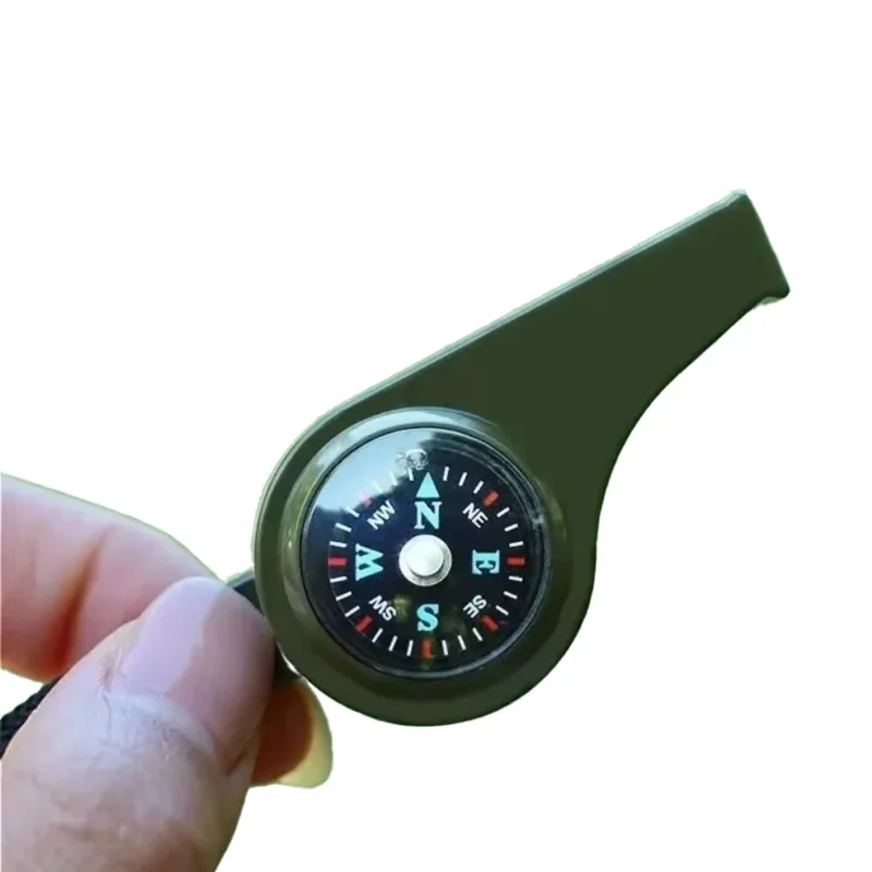 3‑in‑1 Emergency Survival Whistle Compass Thermometer Portable Safety Tool for Camping Hiking