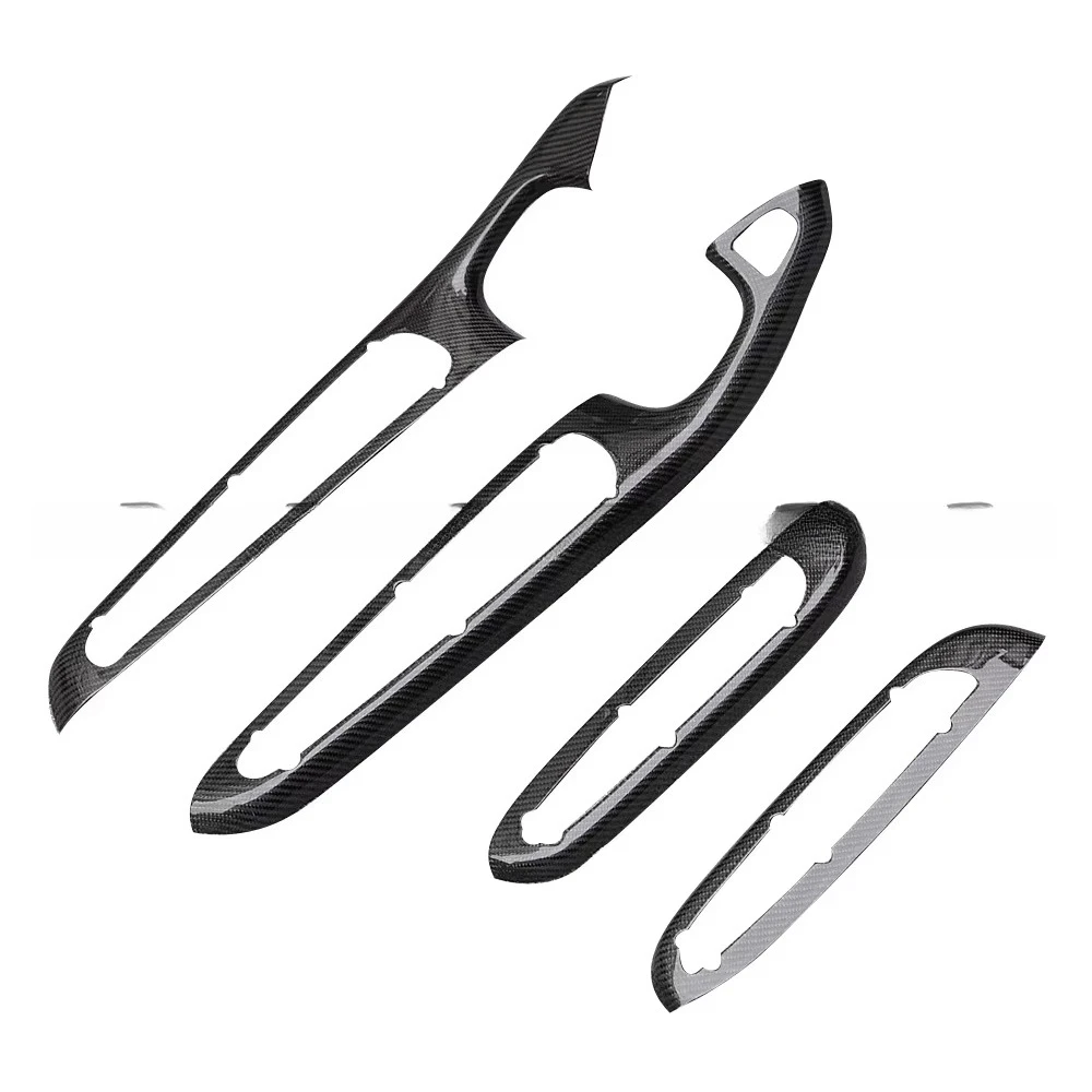 اكسسوارات السيارات الداخلية ألياف الكربون ل E46 M3 2DR 1998-2004 مقبض الباب الداخلي الزخارف تصفيف السيارات #4