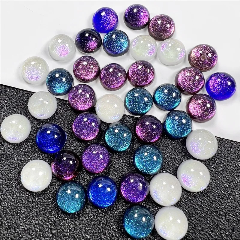 50 sztuk 6/8mm pierścień gradientowy twarz płaskie dno nieporowate koraliki koraliki dystansowe do tworzenia biżuterii DIY akcesoria do ustawiania oczu lalki