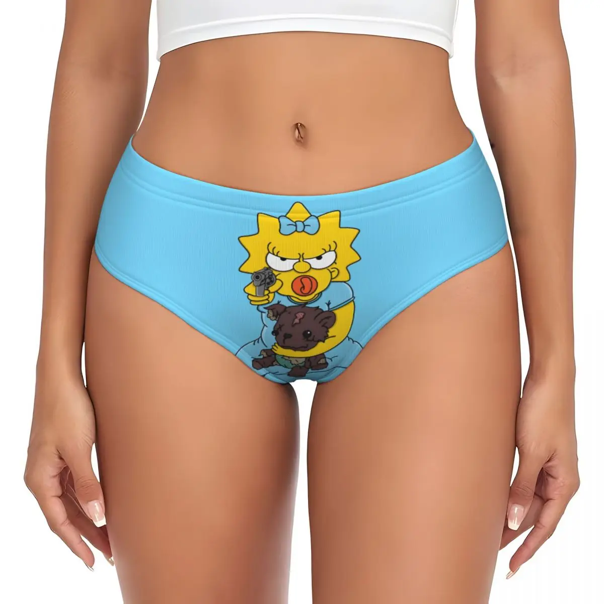Женские короткие трусики Maggie Simpsons с пистолетом на заказ, женское эластичное нижнее белье с забавным рисунком, трусы