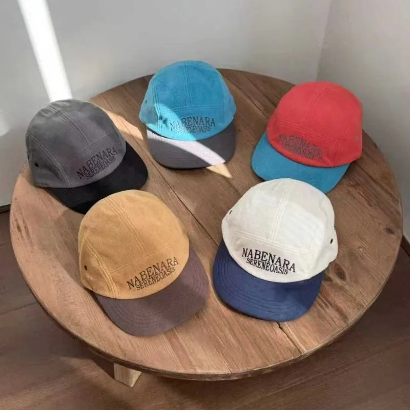 اليابانية المتخصصة المتناقضة خمسة لوحة قبعات البيسبول المطرزة الرجال والنساء الخريف جديد القطبية الصوف الدافئة قبعة مسطحة الحواف #2