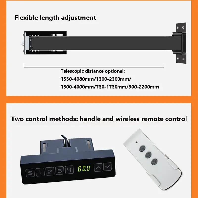 Imagem -04 - Elétrica Telescópica tv Teto Hanger Controle Remoto de Elevação 1300 a 2300 mm 32 a 70