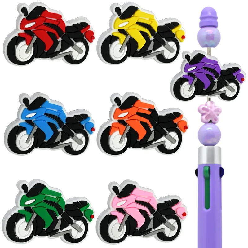 

5/10Pcs Silicone Beads Motorcycle Locomotive Focal Beads Jewellery Making DIY Keychain Beaded Pen Bracelets Jewelry Accessories