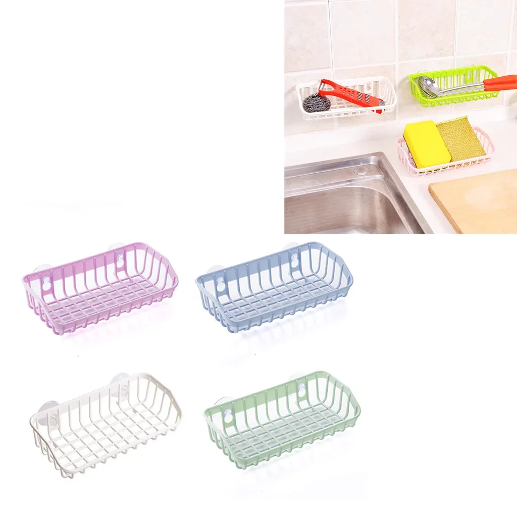 Sink Chuck Drain Basket Holders Kitchen Spice Sponge Fruit Knife Cup Storage Rack with Suction Cup Bathroom Kitchen Gadget