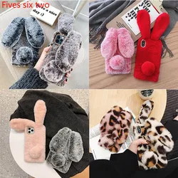 Furry Rabbit Fur Plush Phone Cases For Huawei Y9 Prime 2019 Y7 Y6 Y8P Y6P 2020 Nova 8 3I 5T Honor 10 Lite 20 30 Pro 30S 8X 9X 8A