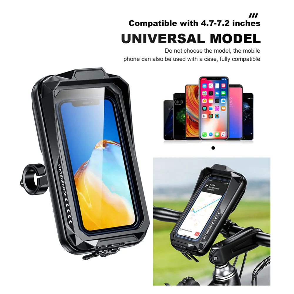 Waterproof Bicycle Phone Holder Motorcycle Bike Handlebar Phone Case Bag for iPhone 12 13 14 Samsung Bike Phone Stand Mount