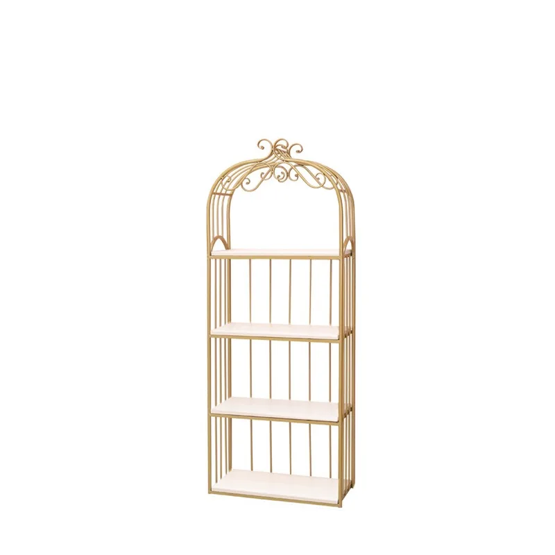 Nordic floor-to-ceiling wrought iron flower stand, multi-layer light luxury bird cage shelf, balcony succulent living room book