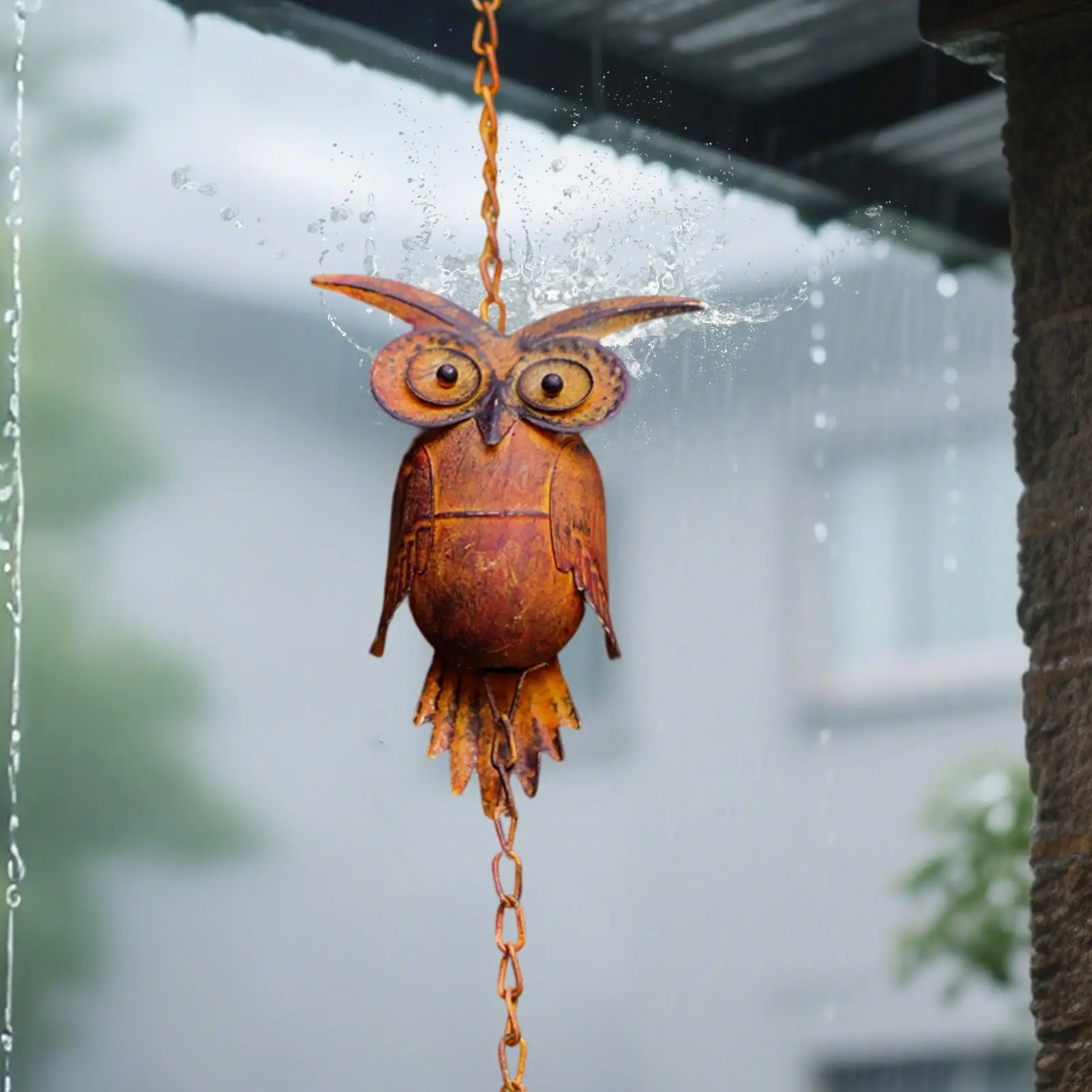 سلسلة المطر 7.5Ft قابل للتعديل البومة مياه الأمطار الماسك ديكور خارجي لمدخل الحمام منضدة منزل مكاتب عطلات الحضانة