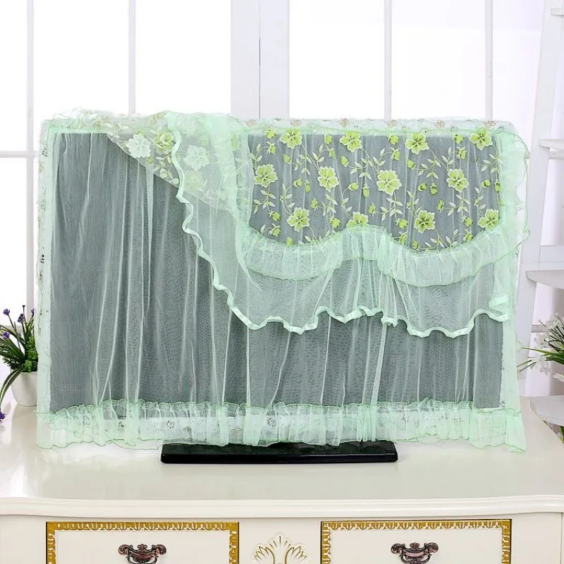 Household LCD TV Dust-proof Covers Floral Lace Breathable Protector Decorative Dust Cover Computer Universal  Portable Durable